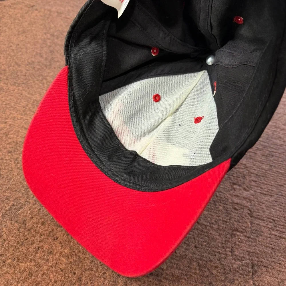 Vintage 1996 Budweiser NASCAR Hat Black Red Snapback Made in USA Official Beer
